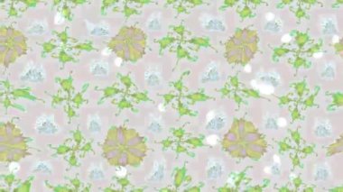 Renkli unsurlarla hareketli arka plan görüntüleri. Çiçekler. Eski model. Bayrak tarzı. Video kaydı. Şablon. Döngü. Kusursuz..