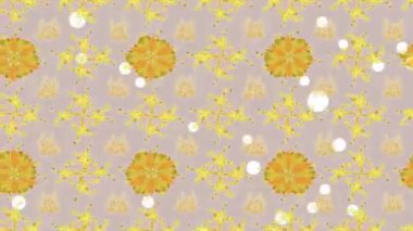 Renkli unsurlarla hareketli arka plan görüntüleri. Çiçekler. Eski model. Bayrak tarzı. Video kaydı. Şablon. Döngü. Kusursuz..