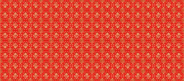 Damask kusursuz yinelenen arkaplan. Barok tarzında altın çiçekli süs. Turuncu, kırmızı ve bej renklerde altın element. Doku arkaplanı üzerine altın duvar kağıdı.