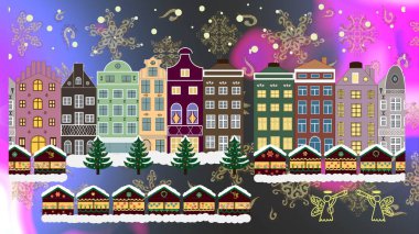 Raster illüstrasyonu. Düz bir kır evi. Elementson kahverengi, gri ve nötr bir arkaplan.