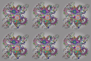 Yumuşak, bahar çiçekli arka plan. Çiçekli karalama şeklinde Raster çiçek deseni. Çiçekler yeşil, beyaz ve mavi renklerde.