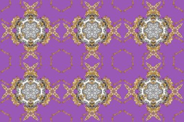 Kahverengi, beyaz, menekşe rengi Raster altın deseni. Kış sembolü, Mutlu Noeller, Mutlu yıllar 2019. Altın kar taneleri basit, pürüzsüz desen. Soyut duvar kağıdı, ambalaj dekorasyonu.