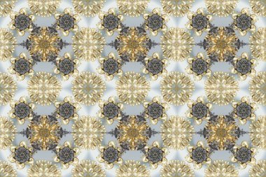 Altın çiçekli, pürüzsüz desen. Gri, bej ve nötr renklerde altın bir element. Barok tarzında altın çiçekli süs. Damask arkaplanı.