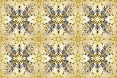 Bej, nötr ve gri renklerde, altın elementli klasik, pürüzsüz desen. Noel 2019, kar tanesi, yeni yıl.