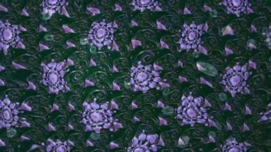 Renkli unsurlarla hareketli arka plan görüntüleri. Çiçekler. Eski model. Bayrak tarzı. Video kaydı. Şablon. Döngü. Kusursuz..