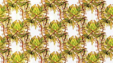 Raster deseni. Soyut çiçek çizim kalıbı arka planı. Raster illüstrasyonu. Küçük çiçekteki sevimli çiçek deseni. Tarafsız, sarı ve turuncu renklerde.