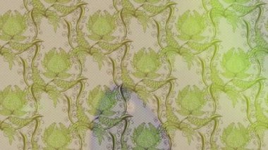 Renkli unsurlarla hareketli arka plan görüntüleri. Çiçekler. Eski model. Bayrak tarzı. Video kaydı. Şablon. Döngü. Kusursuz..