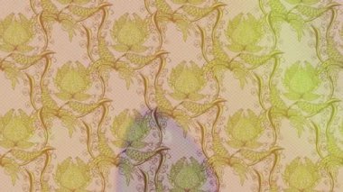 Renkli unsurlarla hareketli arka plan görüntüleri. Çiçekler. Eski model. Bayrak tarzı. Video kaydı. Şablon. Döngü. Kusursuz..