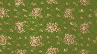 Renkli unsurlarla hareketli arka plan görüntüleri. Çiçekler. Eski model. Bayrak tarzı. Video kaydı. Şablon. Döngü. Kusursuz..