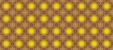 Raster illüstrasyonu. Klasik çiçek dokusu. Kahverengi, sarı ve bej renkli Royal retro. Kart, duvar kağıdı, ambalaj ve tekstil için klasik tasarım. Altın şablon. Kusursuz desenli altın elementler.