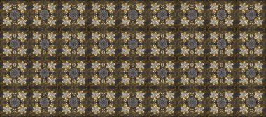 Gri, kahverengi ve bej renklerde, altın elementlerle kusursuz klasik desen. Noel, kar tanesi, yeni yıl. Gri, kahverengi ve bej renklerdeki altın pürüzsüz desen altın elementlerle.