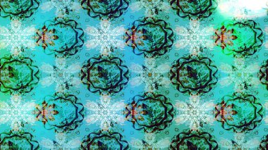 Güzel kumaş deseni. Raster suluboya çiçek deseni, narin çiçekler, mavi, yeşil ve nötr çiçekler, tebrik kartı şablonu.