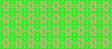 Oriental raster klasik yeşil, sarı ve altın desenli. Raster illüstrasyonu. Kusursuz soyut arkaplan.