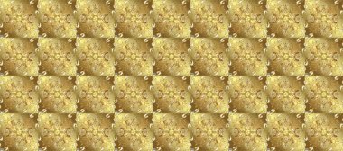 Lüks, kraliyet ve Viktorya dönemi konsepti. Tarafsız, sarı ve bej renklerdeki altın desenli altın elementler. Raster klasik barok çiçeksiz altın desenli. Süsleme.