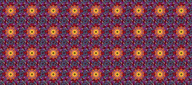 Kusursuz çiçek deseni yerleştirildi. Mavi, siyah ve kırmızı renkte çiçekler.