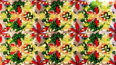 Botanik çizim kalıbı. Organik elementler. Suluboya etkisi. Raster deseni.