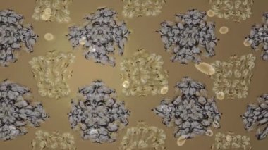 Renkli unsurlarla hareketli arka plan görüntüleri. Çiçekler. Eski model. Bayrak tarzı. Video kaydı. Şablon. Döngü. Kusursuz..