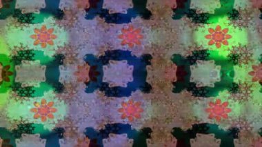 Renkli unsurlarla hareketli arka plan görüntüleri. Çiçekler. Eski model. Bayrak tarzı. Video kaydı. Şablon. Döngü. Kusursuz..