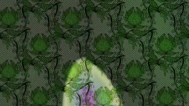 Renkli unsurlarla hareketli arka plan görüntüleri. Çiçekler. Eski model. Bayrak tarzı. Video kaydı. Şablon. Döngü. Kusursuz..