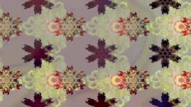 Renkli unsurlarla hareketli arka plan görüntüleri. Çiçekler. Eski model. Bayrak tarzı. Video kaydı. Şablon. Döngü. Kusursuz..