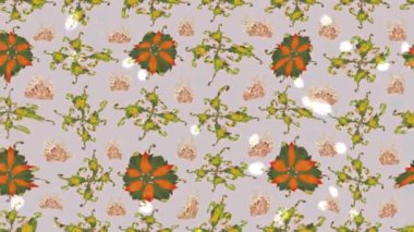 Renkli unsurlarla hareketli arka plan görüntüleri. Çiçekler. Eski model. Bayrak tarzı. Video kaydı. Şablon. Döngü. Kusursuz..