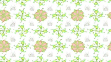 Renkli unsurlarla hareketli arka plan görüntüleri. Çiçekler. Eski model. Bayrak tarzı. Video kaydı. Şablon. Döngü. Kusursuz..