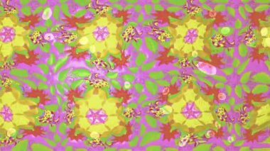 Renkli unsurlarla hareketli arka plan görüntüleri. Çiçekler. Eski model. Bayrak tarzı. Video kaydı. Şablon. Döngü. Kusursuz..