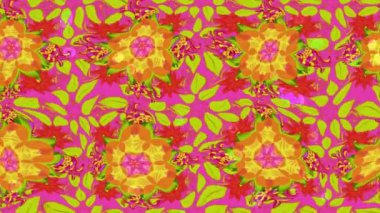 Renkli unsurlarla hareketli arka plan görüntüleri. Çiçekler. Eski model. Bayrak tarzı. Video kaydı. Şablon. Döngü. Kusursuz..