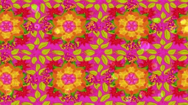 Renkli unsurlarla hareketli arka plan görüntüleri. Çiçekler. Eski model. Bayrak tarzı. Video kaydı. Şablon. Döngü. Kusursuz..