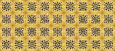 Noel, kar tanesi, yeni yıl 2019. Sarı, bej ve gri renklerde altın elementlerle kusursuz klasik desen.