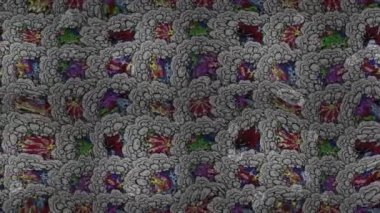 Renkli unsurlarla hareketli arka plan görüntüleri. Çiçekler. Eski model. Bayrak tarzı. Video kaydı. Şablon. Döngü. Kusursuz..