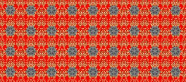 Düz elle çizilmiş klasik koleksiyon. Altın desenli kırmızı, gri ve turuncu renklerde altın elementler. Arkaplan, kumaş, altın duvar kağıdı. Raster altın pürüzsüz desen.