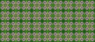 Barok tarzında altın çiçekli süs. Damask arkaplanı. Yeşil, gri ve bej renklerde altın bir element. Altın çiçekli, pürüzsüz desen.