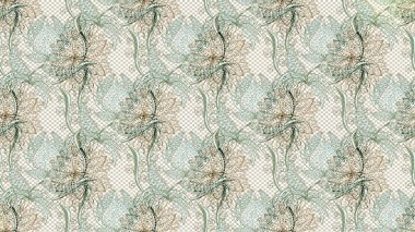 Çiçeksel nötr, gri ve bej çizim deseni. Raster çiçek izi. Klasik taslak çizimi.