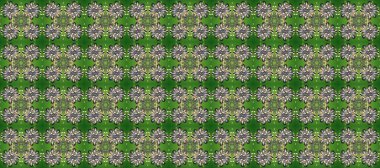 Barok tarzında altın çiçekli süs. Damask arkaplanı. Yeşil, gri ve bej renklerde altın bir element. Altın çiçekli, pürüzsüz desen.