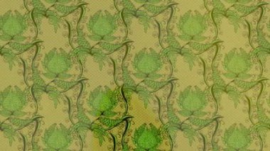 Renkli unsurlarla hareketli arka plan görüntüleri. Çiçekler. Eski model. Bayrak tarzı. Video kaydı. Şablon. Döngü. Kusursuz..