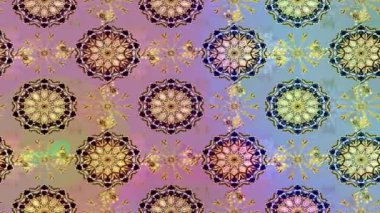 Renkli unsurlarla hareketli arka plan görüntüleri. Çiçekler. Eski model. Bayrak tarzı. Video kaydı. Şablon. Döngü. Kusursuz..