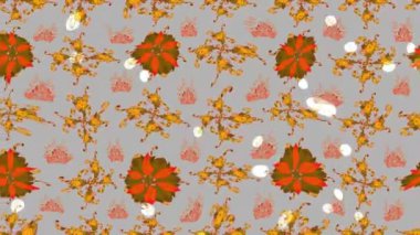 Renkli unsurlarla hareketli arka plan görüntüleri. Çiçekler. Eski model. Bayrak tarzı. Video kaydı. Şablon. Döngü. Kusursuz..