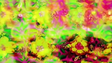 Renkli unsurlarla hareketli arka plan görüntüleri. Çiçekler. Eski model. Bayrak tarzı. Video kaydı. Şablon. Döngü. Kusursuz..