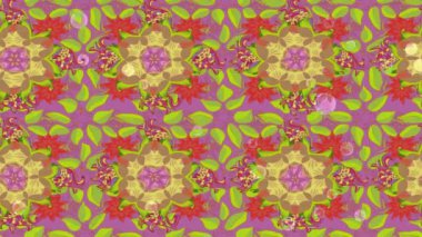 Renkli unsurlarla hareketli arka plan görüntüleri. Çiçekler. Eski model. Bayrak tarzı. Video kaydı. Şablon. Döngü. Kusursuz..