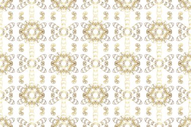 Raster altın desen. Tarafsız, bej ve altın elementli beyaz renkler. Doğu tarzı arabesk. Raster illüstrasyonu. Kusursuz altın desenli bukleler..