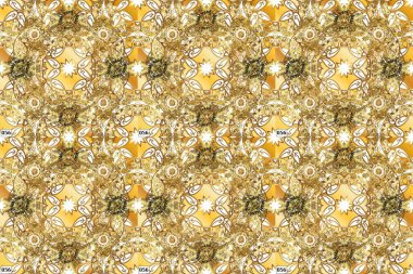 Raster illüstrasyonu. Kusursuz soyut bir arkaplan. Oriental raster klasik bej, sarı, nötr ve altın desenli.