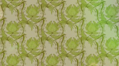 Raster deseni. - Tarafsız, yeşil ve bej renkli çiçekler. Küçük çiçekte güzel bir desen var. Doğa. Çiçek kompozisyonu. Çiçek kolajı. Çiçek arka planı.