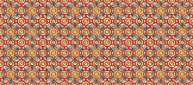 Süslü raster dekorasyonu. Altın desenli turuncu, bej ve kahverengi, altın elementli. Barok tarzında duvar kağıdı tasarımı için kusursuz damaske deseni arkaplanı.