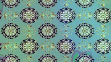 Raster illüstrasyonu. Noel mavisi, nötr ve yeşiller. Sihirli mavi, nötr ve yeşil tatil soyut arka plan yıldız ve düşen kar taneleri.