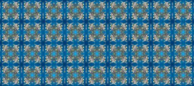 Altın element mavi, gri ve nötr renklerde. Doku arka planında altın duvar kâğıdı. Damask kusursuz yinelenen arkaplan. Barok tarzında altın çiçekli süs..