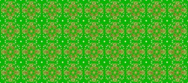 Yeşil ve kahverengi renklerde altın tekrarlayan elementlerle soyut arkaplan. Kusursuz oryantal klasik altın desen.