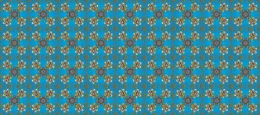Damask pürüzsüz süsü. Geleneksel raster ve altın desen. Klasik oryantal desen mavi, yeşil ve gri renkler üzerinde.