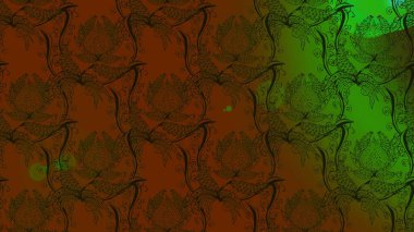 Düz Çiçek Elementleri Tasarımı. Kahverengi, yeşil ve gri renkte çiçekler. Renkli Bahar Teması çizim şablonu. Raster illüstrasyonunda çiçek deseni çizer.