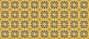 Süslü dekorasyon. Sarı, bej ve kahverengi renklerde altın desenli altın elementler. Lüks, kraliyet ve Viktorya dönemi konsepti. Raster klasik barok çiçeksiz altın desenli..